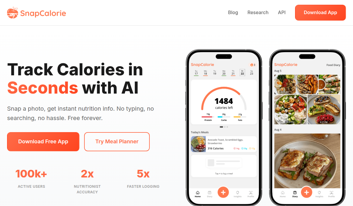 SnapCalorie AI calorie tracking website