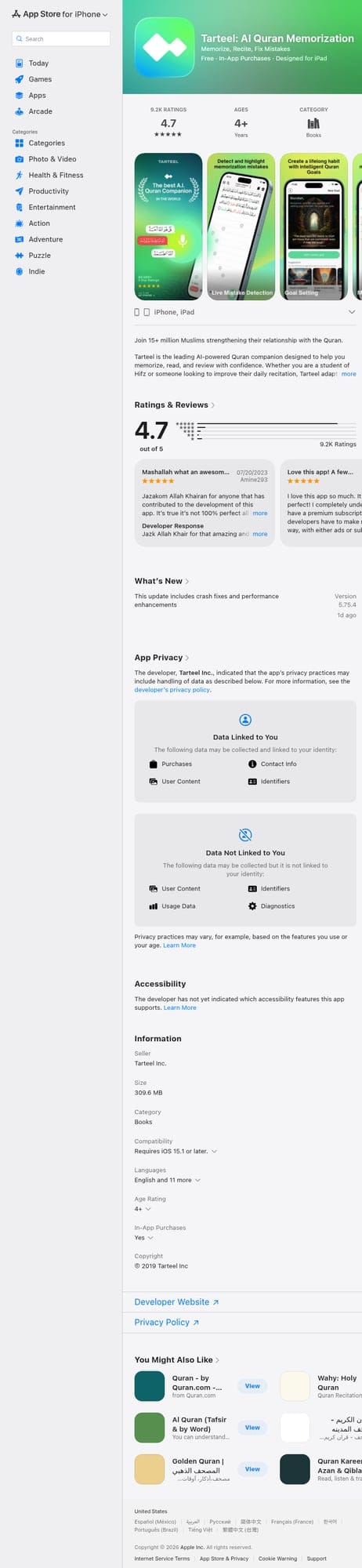 Tarteel AI Quran App on App Store