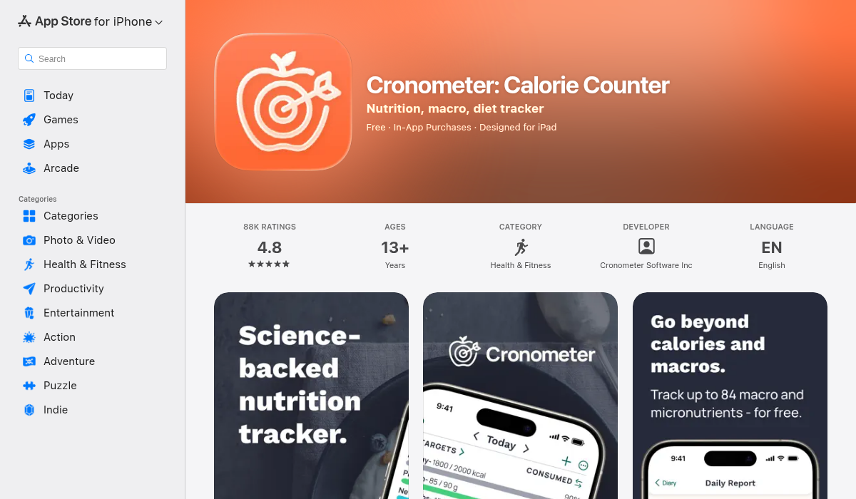 Cronometer on the App Store