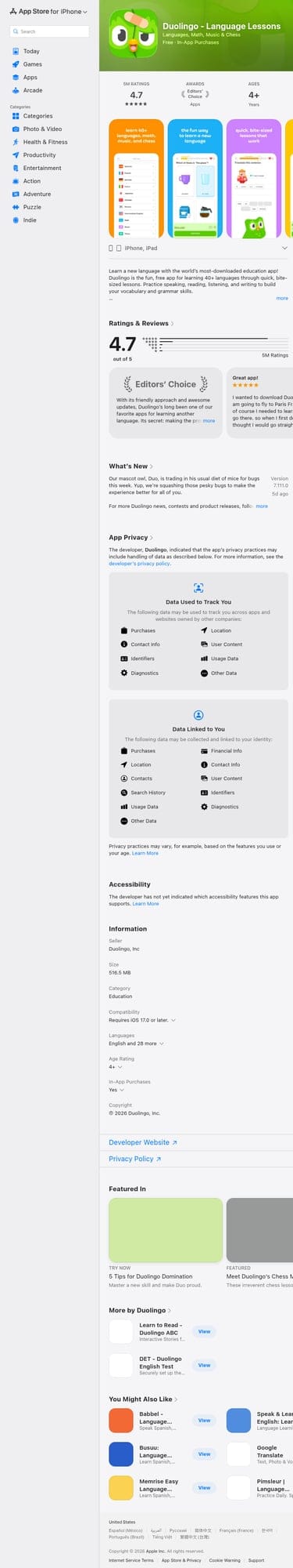 Duolingo Arabic course on App Store