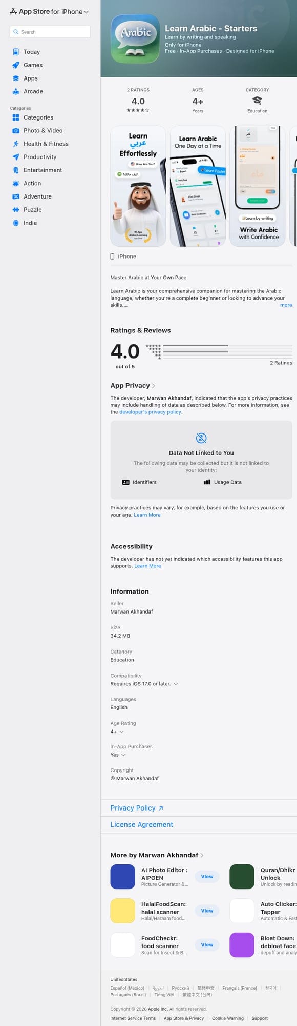 Learn Arabic - Starters app on App Store