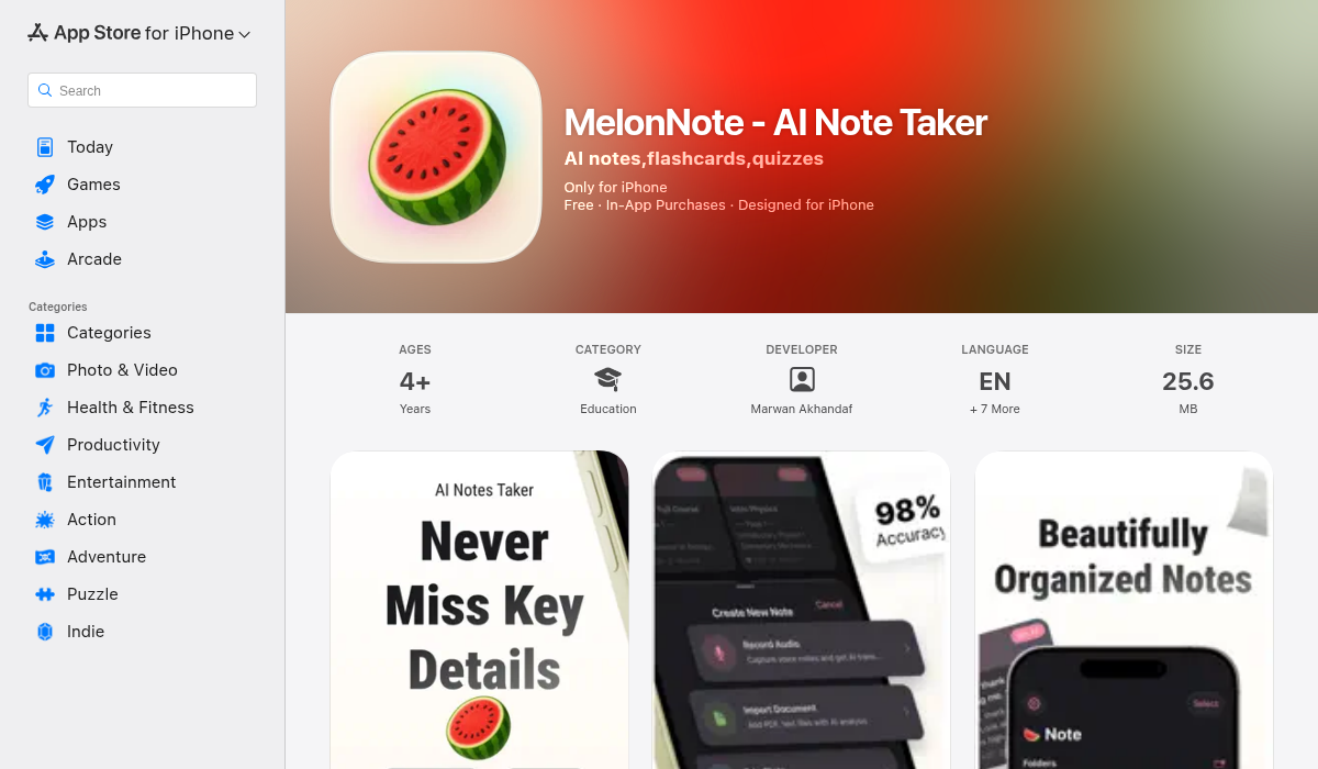 MelonNote app on the App Store